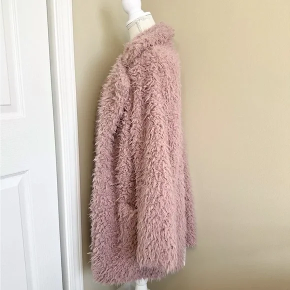 Hyfve Hyfve Hyfve M Teddy Sherpa Pink Faux Fur Coat Lined Good Condition Open - Picture 7 of 13